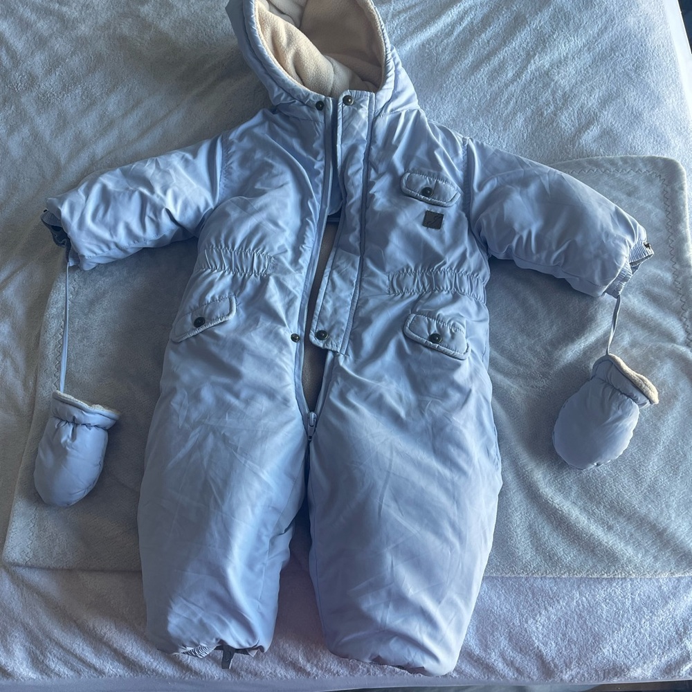 Jacadi light blue/periwinkle Fleece Snowsuit